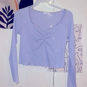 Light Purple Long Sleeve Crop Top